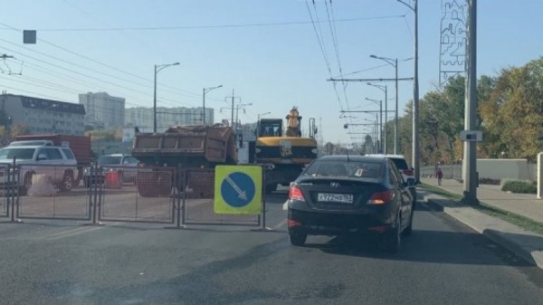 Проезд по Московскому шоссе в Самаре сузили до одной полосы 