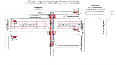 Внимание! Временное ограничение движения транспорта  по улице Пролетарской 